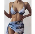 Купальник-бикини из трех предметов с леопардовой юбкой