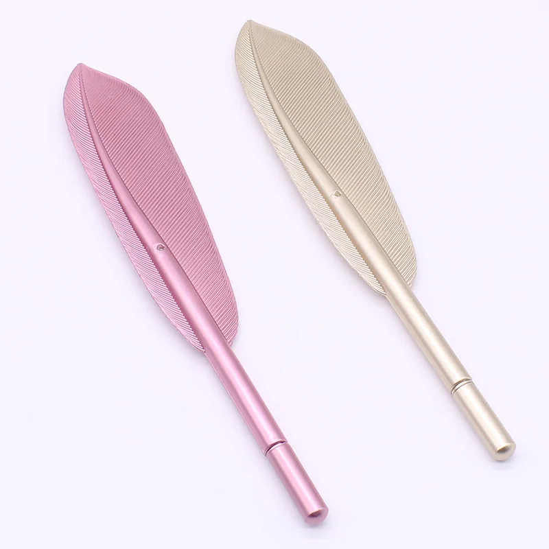 2PCS Pink and gold Красивые перьевые гелевые ручки 0,5 мм креативные каваи милые чернила для гелевой ручки ручка подарок школьные офисные принадлежности канцелярские принадлежности - Цвет: 2PCS Pink and gold