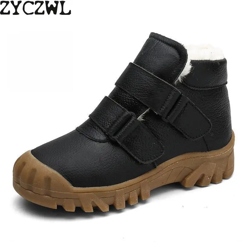 Зимние детские ботинки для мальчиков 2019 Модные ботильоны снега походная обувь с