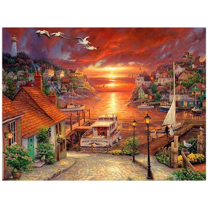 

DIY Landscape Garden Cottage House Full Diamond Round Diamond Painting Kit Home Decoration 30X40cm