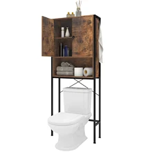 Natureasy Over the Toilet Storage Cabinet Bathroom Shelves Organizer with 3-Tier Adjustable Shelf and 2 Hooks, Above Toilet Free