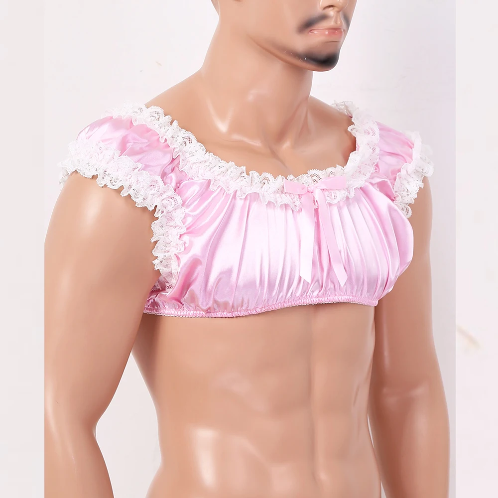 Мужской Атласный укороченный топ гладкий атласный бюстгальтер с глубоким