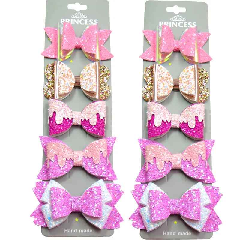 10 шт./компл. милые стили детская заколка для девочек кожаные бантики Детский