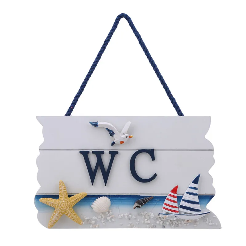 Средиземноморский стиль деревянная дверь WC висячая бирка ванная комната туалет