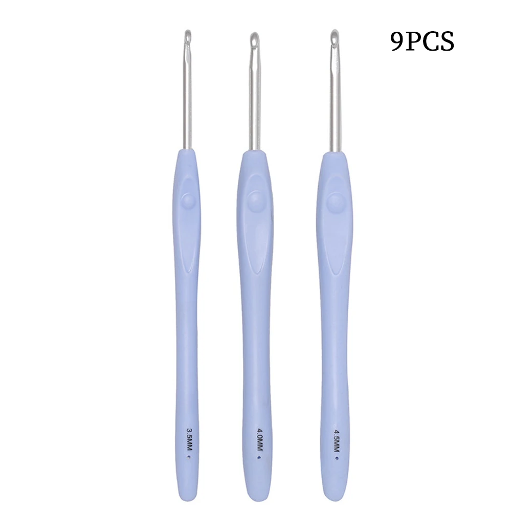 

9pcs Soft Handle Crochet Hook Set DIY Portable Accessories Easy Use Handmade Sewing Tool Scarf Sweater Home Knitting Needle
