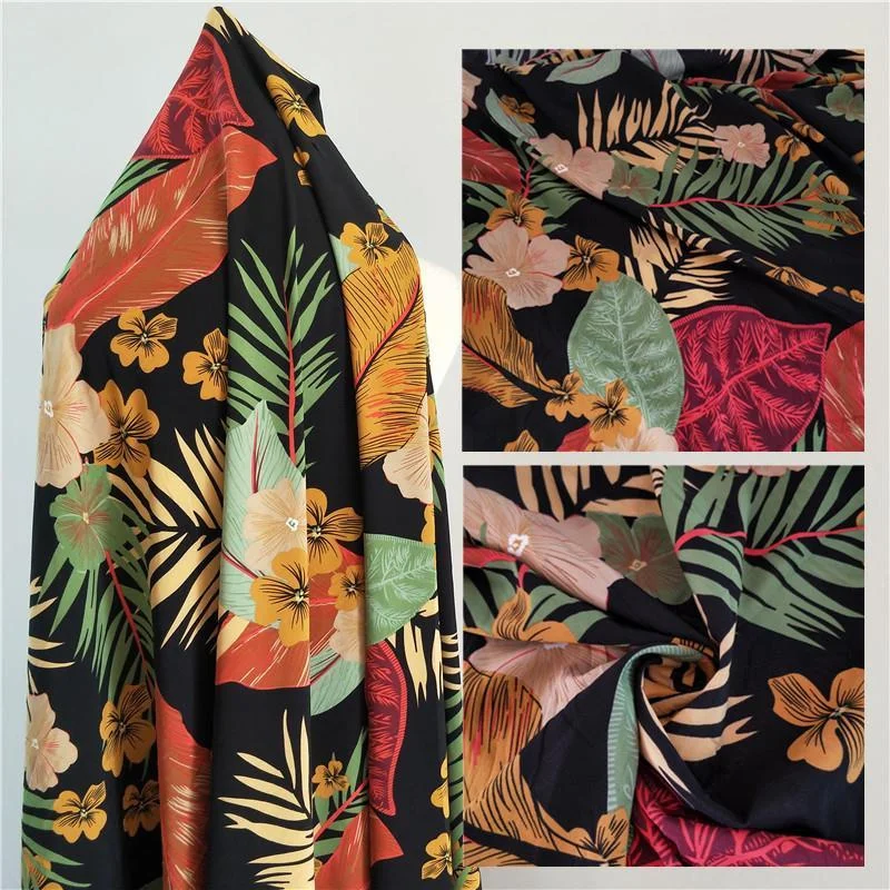 

2021 New Coniferous Flower Fashion Printing Impervious Fabric Shirt Skirt Dress Catwalk Light Luxury Style Soft Fabric Charms