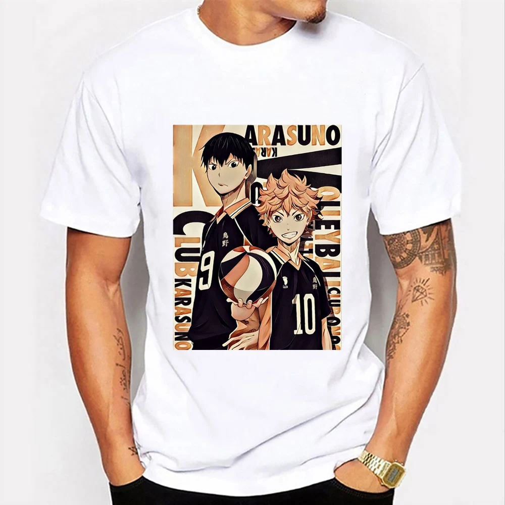 

Футболка Haikyuu с аниме Fukuronaki, футболки для старшей школы, летние футболки Харадзюку, мужские топы большого размера с круглым вырезом, футболк...