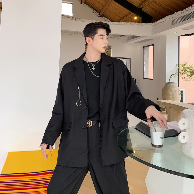 Мужская куртка Suti с металлической булавкой Свободные повседневные блейзеры