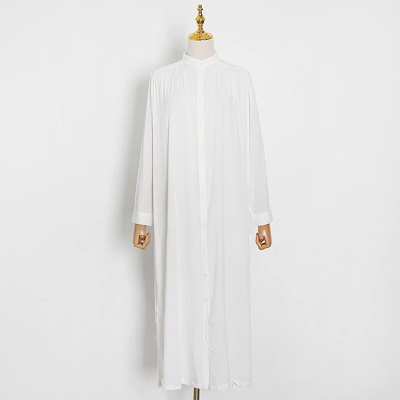Chicever сбоку Разделение Макси повседневные платья женские белая рубашка Для