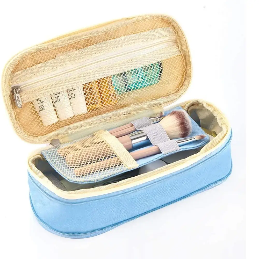 

Angoo [C-Block] Classic Pocket Pen Pencil Case, Fold Canvas Stationery Storage Bag Organizer for Cosmetic Travel Student A6449