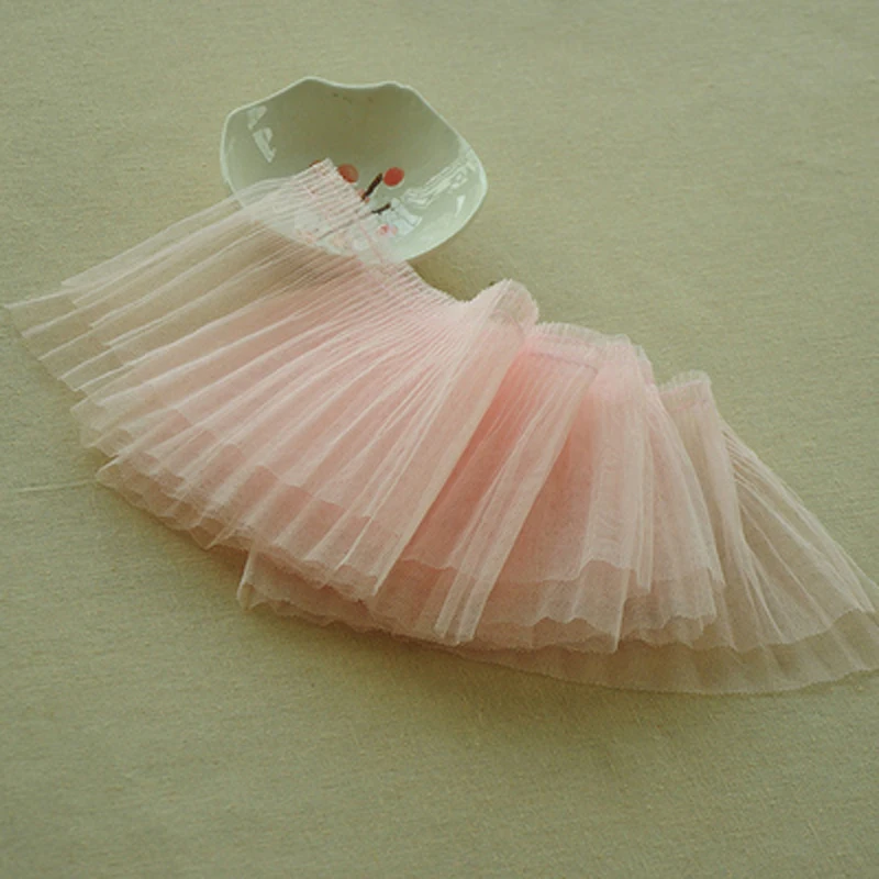 Двухслойное Сетчатое кружево с оборками ширина 12 см плиссированная кружевная