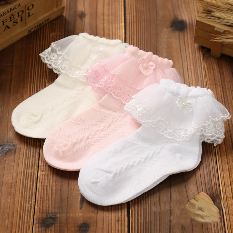 Calcetines tobilleros con volantes de encaje para ni&ntilde;os y ni&ntilde;as, medias cortas de algod&oacute;n con tut&uacute; de princesa, de retazos florales, suaves, de verano-2