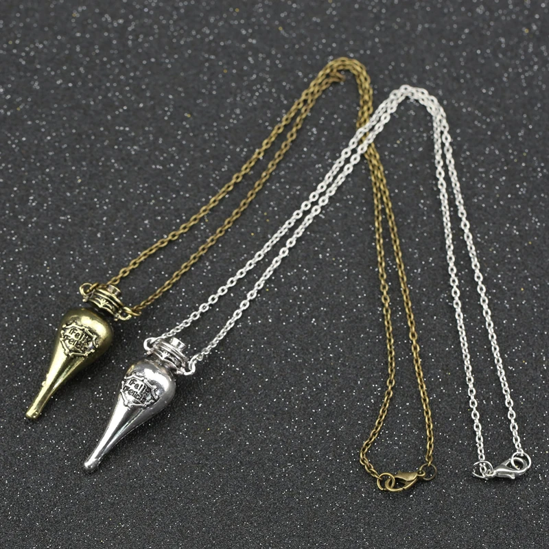 

Felix Felicis Magical Potion Necklace Liquid Luck Bottle Vingtage Antique Bronze Silver Color Pendant Movie Jewelry Wholesale