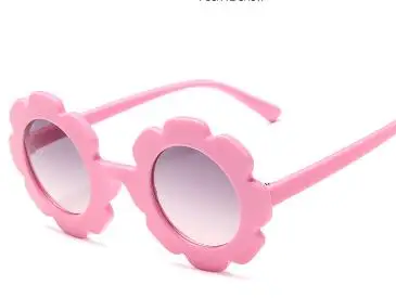 pink Новые солнечные очки с цветком для детей, милые детские удобные цветные очки для мальчиков и девочек, круглая оправа с лепестками - Цвет линз: pink