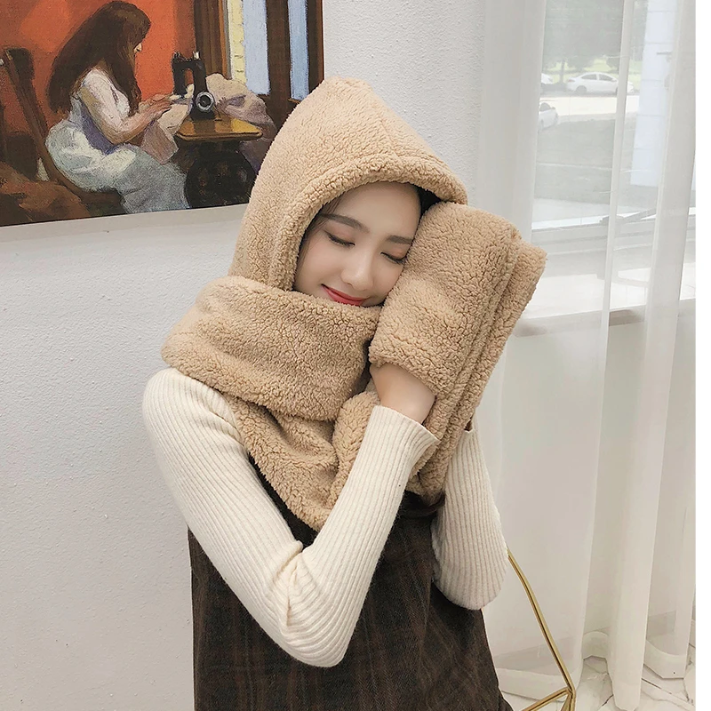 beige A Glaforny зимняя твердая шляпа женские двухслойные утолщенный шарф перчатки Корейская версия родитель-ребенок уплотненная шаль - Цвет: beige A