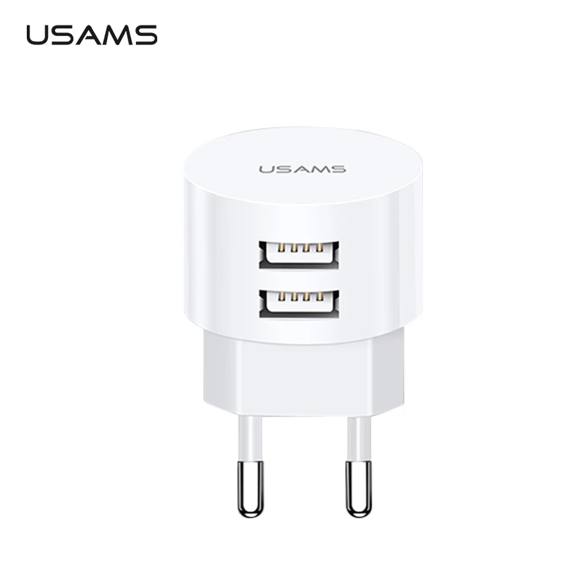USAMS Dual USB Charger Mini Fast US/EU/UK Plug Adapter Portable Travel Wall Universal for iPhone Samsung Xiaomi | Мобильные телефоны