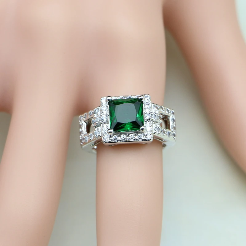 925 стерлингового серебра ювелирные изделия из зеленого кубического циркония