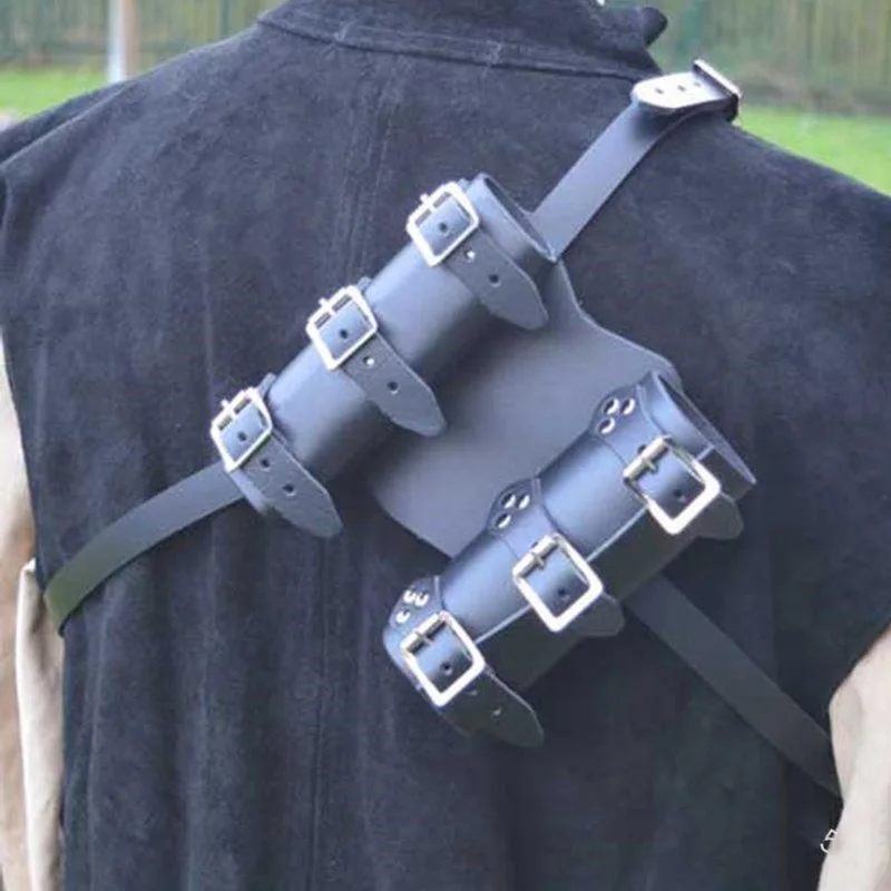 Сумка для двух мечей на спину рыцаря средневековья, винтажный ножны из кожи с креплением на плече, ремешок для костюма, реквизит для мужчин.