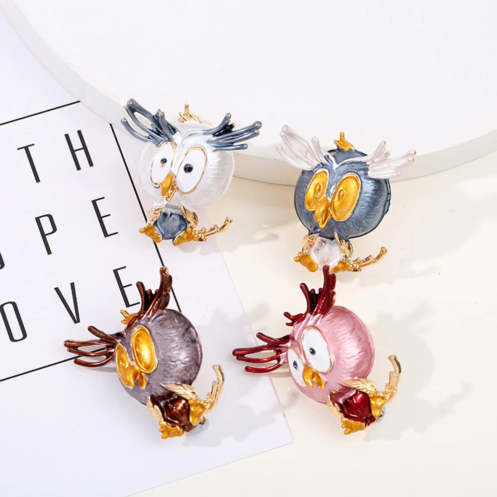 Эмалированная брошь в виде милой совы креативная Женская Повседневная из сплава