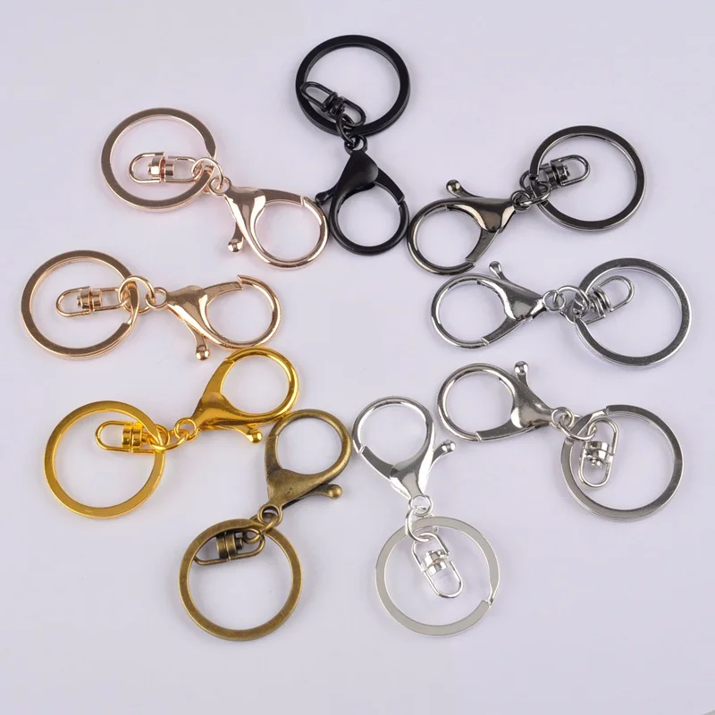 100piece 35mm Lobster Clasp Hook and 30mm Ring Keychain Split Keyring For DIY  Jewelry Making Accessories