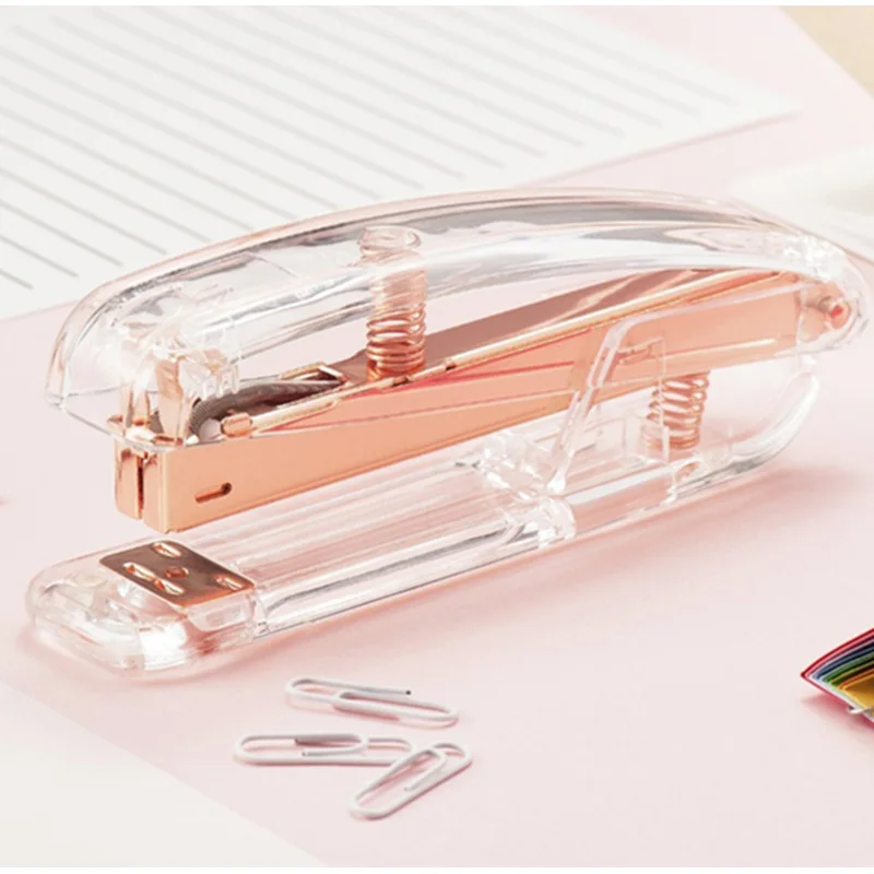 

ZK40 Sliver Rose Gold Stapler Edition Metal Manual Staplers Staples Office Accessories School Stationery Supplies