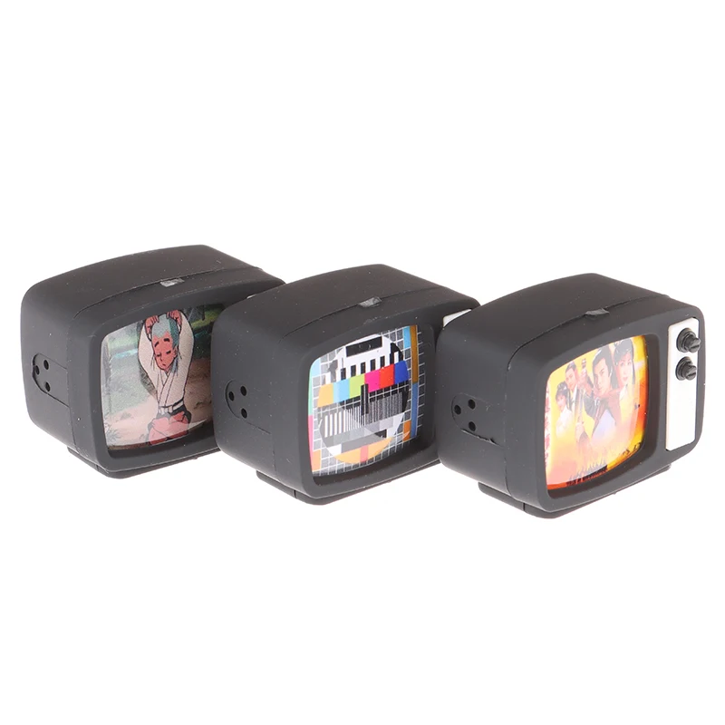 

New 1Pcs Scale Dollhouse Miniature Flat Screen TV Television With Picture Doll House Furniture Accessories Toy