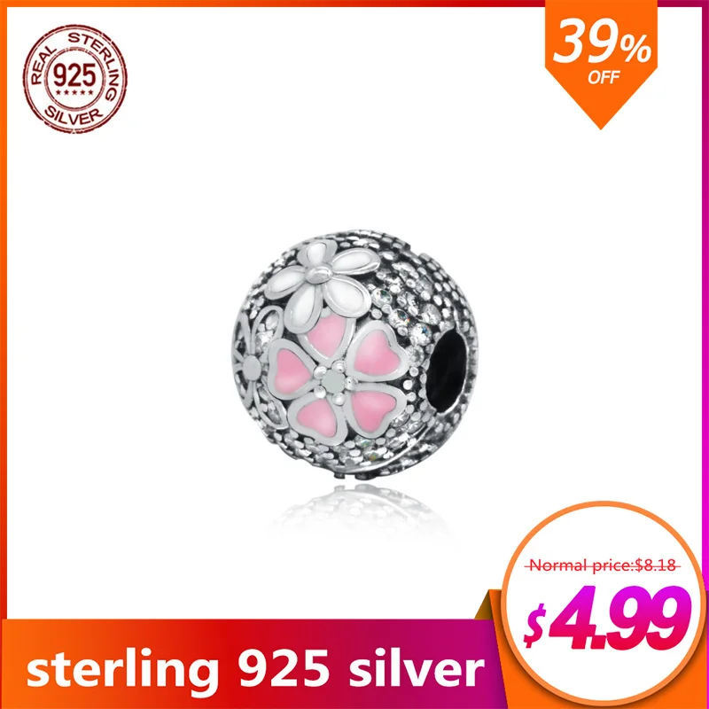 Серебряные бусины 925 пробы Шарм Подходит оригинальный Pandora Браслеты сверкающий