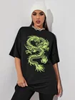 Женская футболка большого размера sunfiz YF, с принтом в виде большого дракона, летняя футболка большого размера с коротким рукавом, в стиле Харадзюку