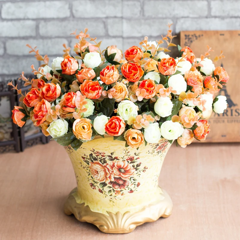 Европейские искусственные цветы 21 головка бриллиантовая Роза свадебное