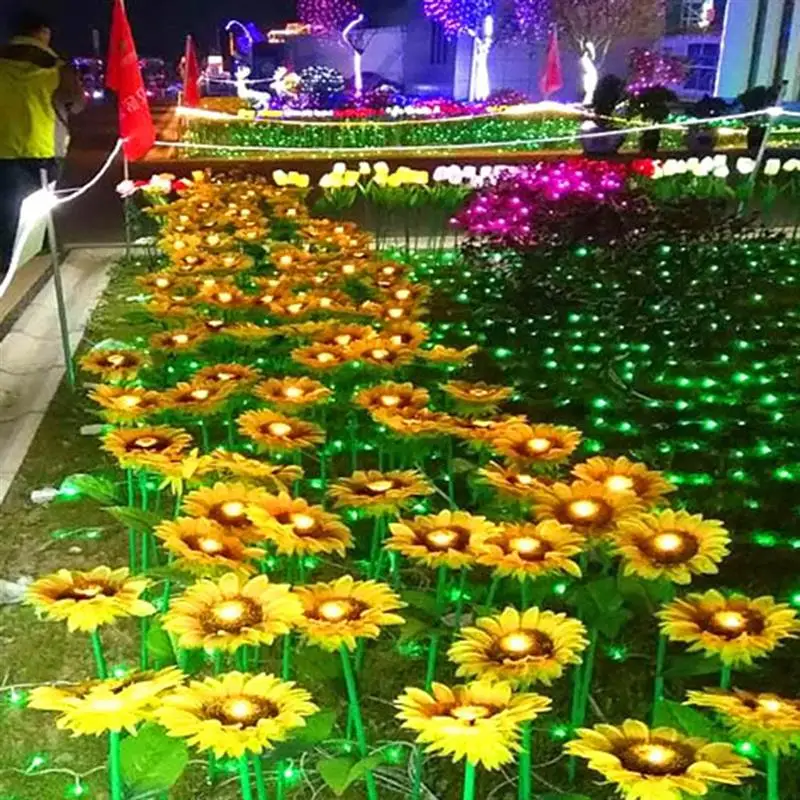 

Led Solar Sunflower Light Outdoor Waterproof Solar Powered Artificial Sunflower Decorative Lamp for Yard Lawn Path Garden