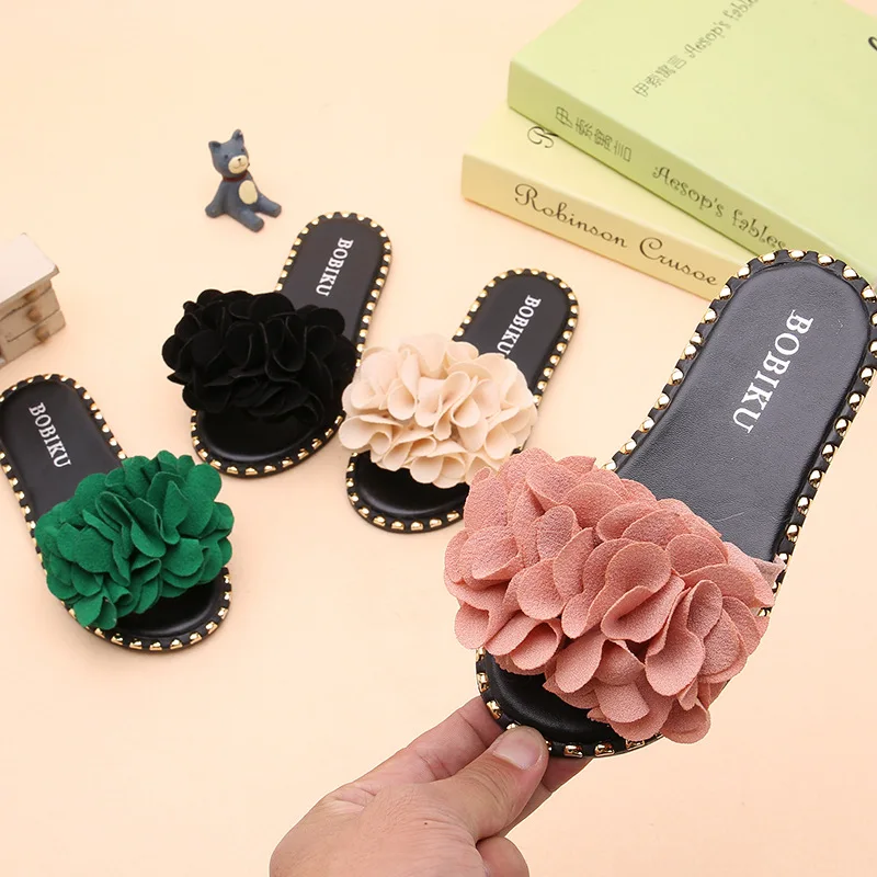 Сандалии Mumoresip для девочек модные мягкие пляжные тапочки с цветочным принтом