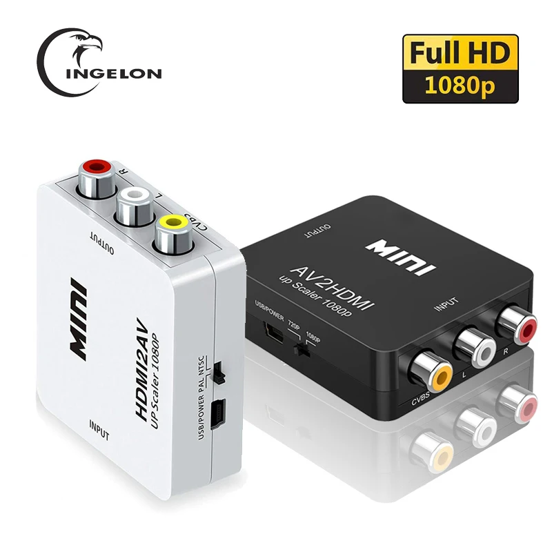 RCA к HDMI-совместим с rca 1080P VGA композитный CVBS AV видео аудио конвертер адаптер