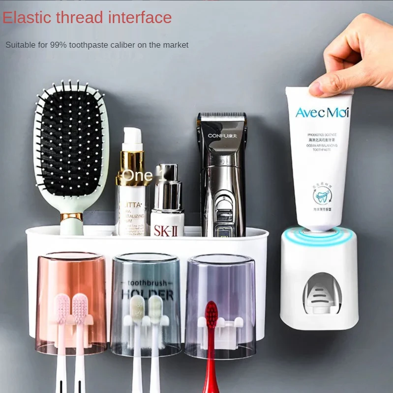 toothbrush holder wall set toothbrush cup mouthwash cup toothpaste squeezer tooth cup household washing table shelf free global shipping
