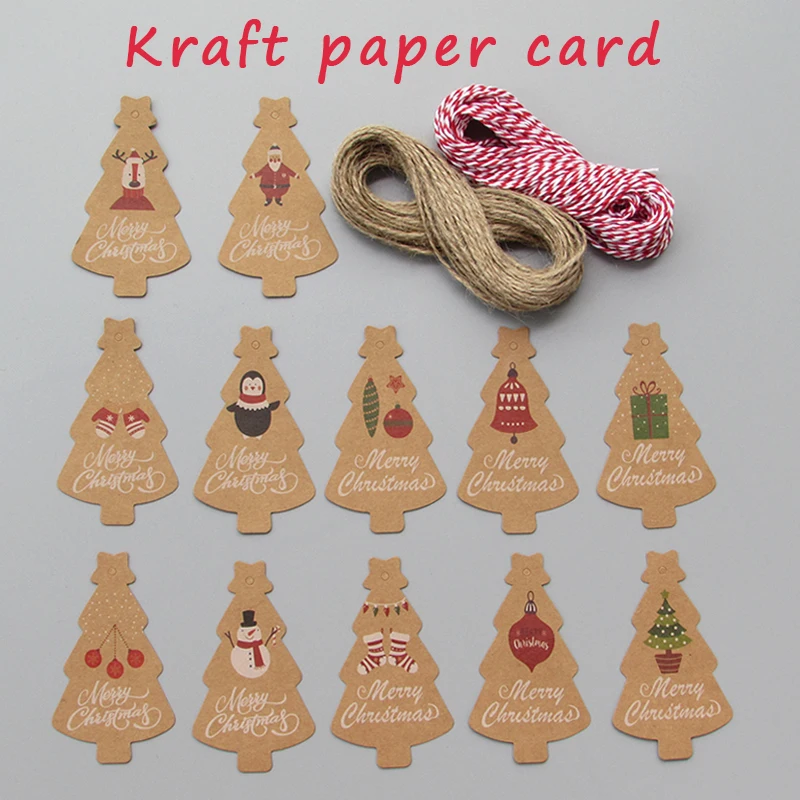 

Viosmut Christmas Gift Tag kraft paper card merry christmas