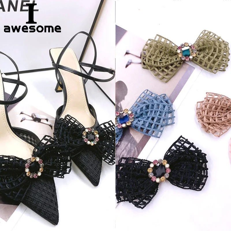 

Network Handmade Rhinestone Bowtie Bridal Wedding Party Shoes Accessories For high Heels Flats Slipper Shoe Decorations flower