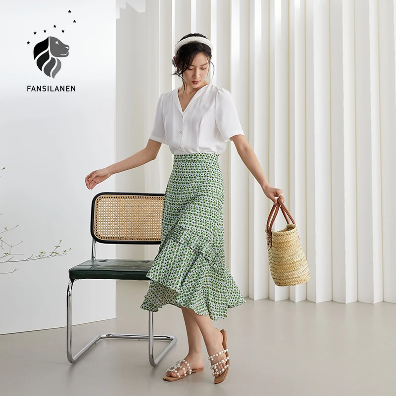 Блузка женская шифоновая с коротким рукавом и V-образным вырезом | Женская одежда