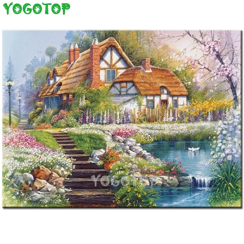 

DIY Full Square Round Diamond Painting House European villa Diamond Embroidery Rhinestones Decoration 5D Cross Stitch Kit YY4656