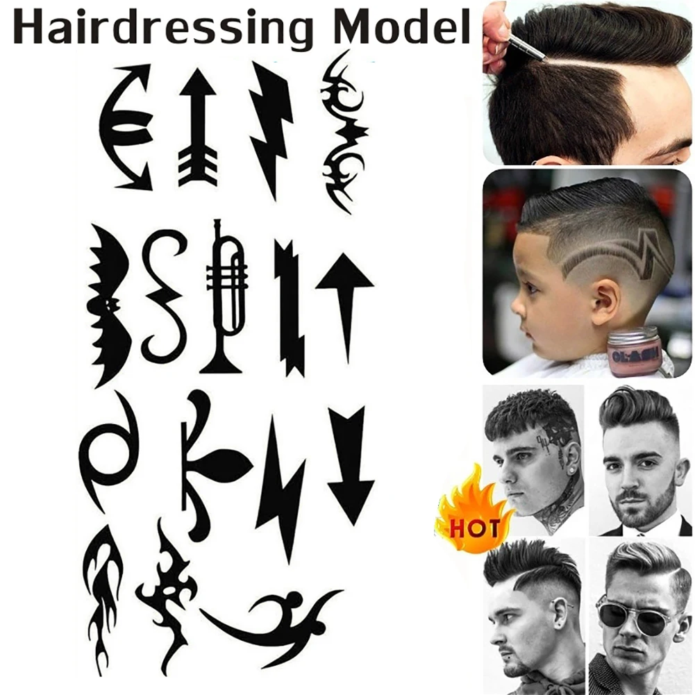 16Pcs/Pack Hair Styling Tattoo Template Stencil Model Trimmer Salon 16 Pcs DIY Hairdressing | Красота и здоровье
