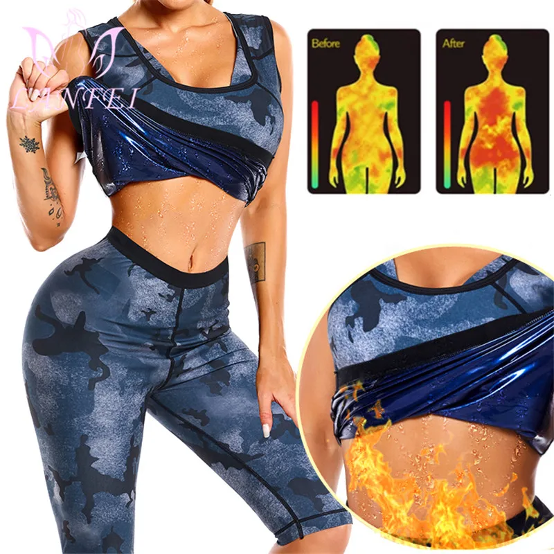 

Женский фитнес-костюм LANFEI, леггинсы для похудения, штаны-триммеры для похудения, жилет для сжигания жира, топ-боди