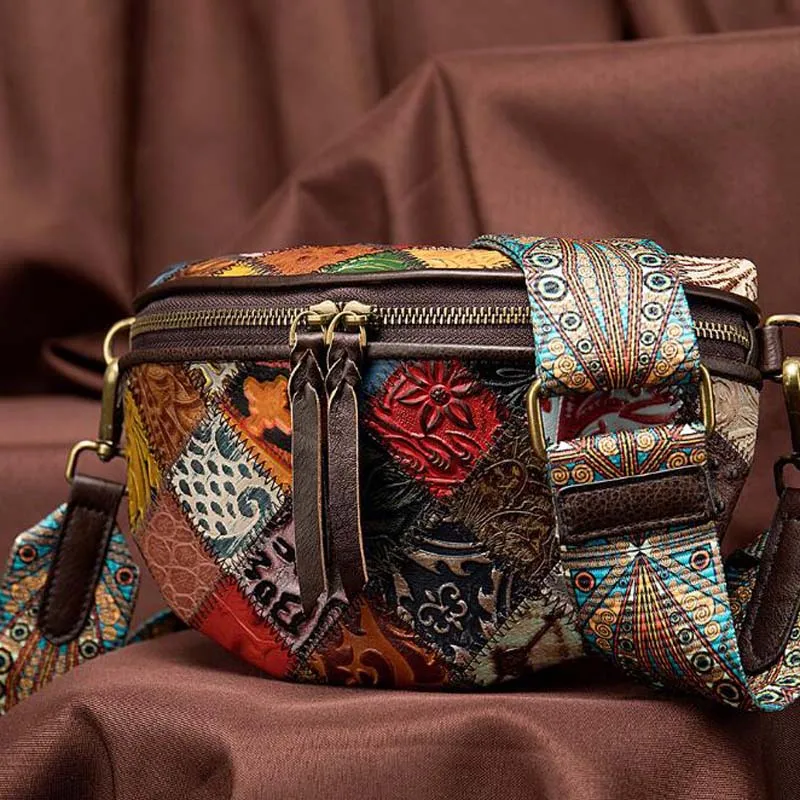 Винтажная женская сумка через плечо кожаный шоппер в народном стиле на заказ с