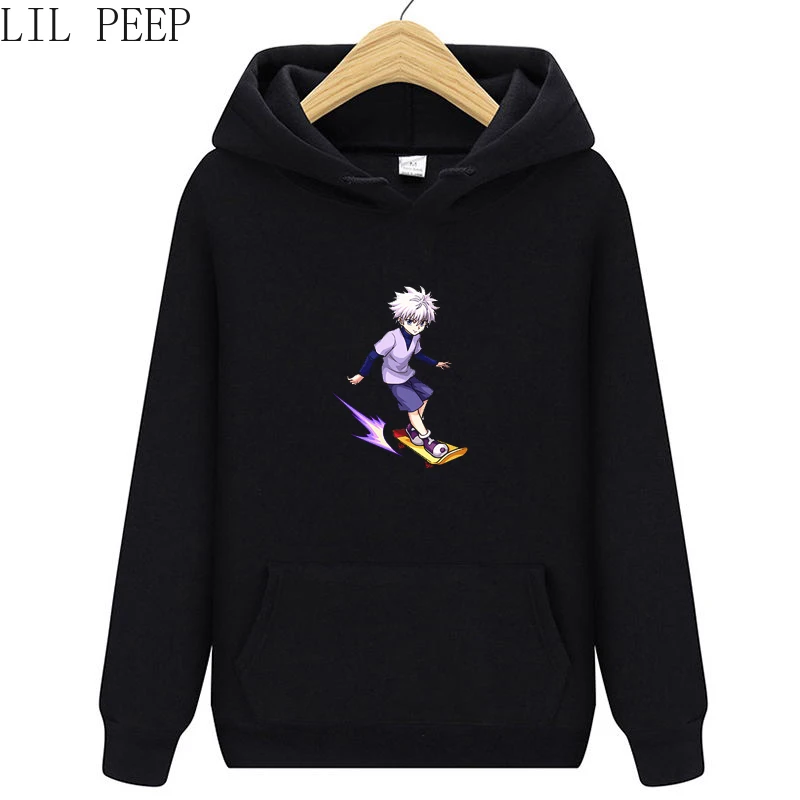 

killua-zoldyck-hunter-x-hunter Pullovers Men Cool Fashion Unisex Hoodies Autumn O-Neck Long Sleeve Print Tops