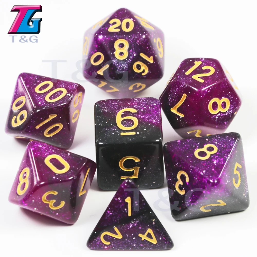 7 двухцветных кубиков D4 D6 D8 D10 D% D12 D20 отлично подходит для D& D золотых цифровых игр