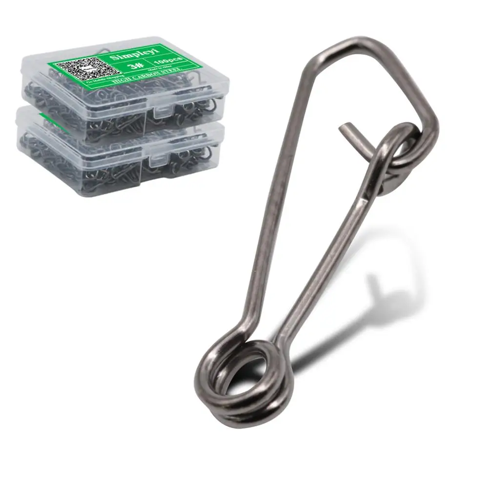 50-100pcs/Box Stainless Steel Swivel Fishing Snap Clip Hook Connector Rolling Rive Accessories Fish Tool | Спорт и развлечения