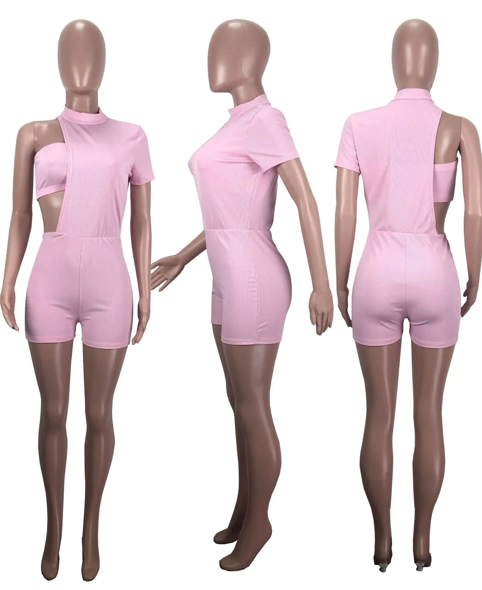 

Two-piece Breast Wrap for Women Fashion Asymmetric Pit Suit with Underwear Is Hollow Sexy Solid Color Tight-fitting Type