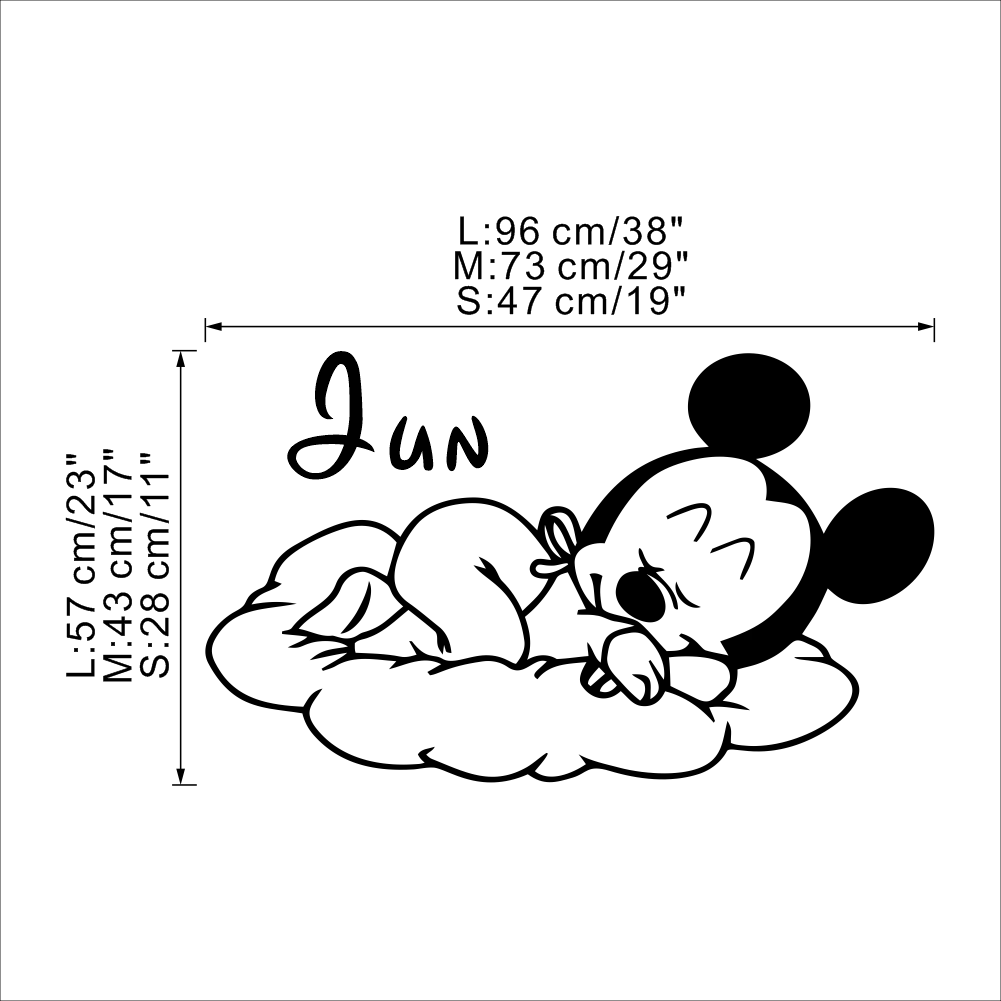 

Disney Sleeping Mickey Mouse Free Custom Baby Name Wall Sticker For Nursery Kids Babys Room Accessories Decal Murals