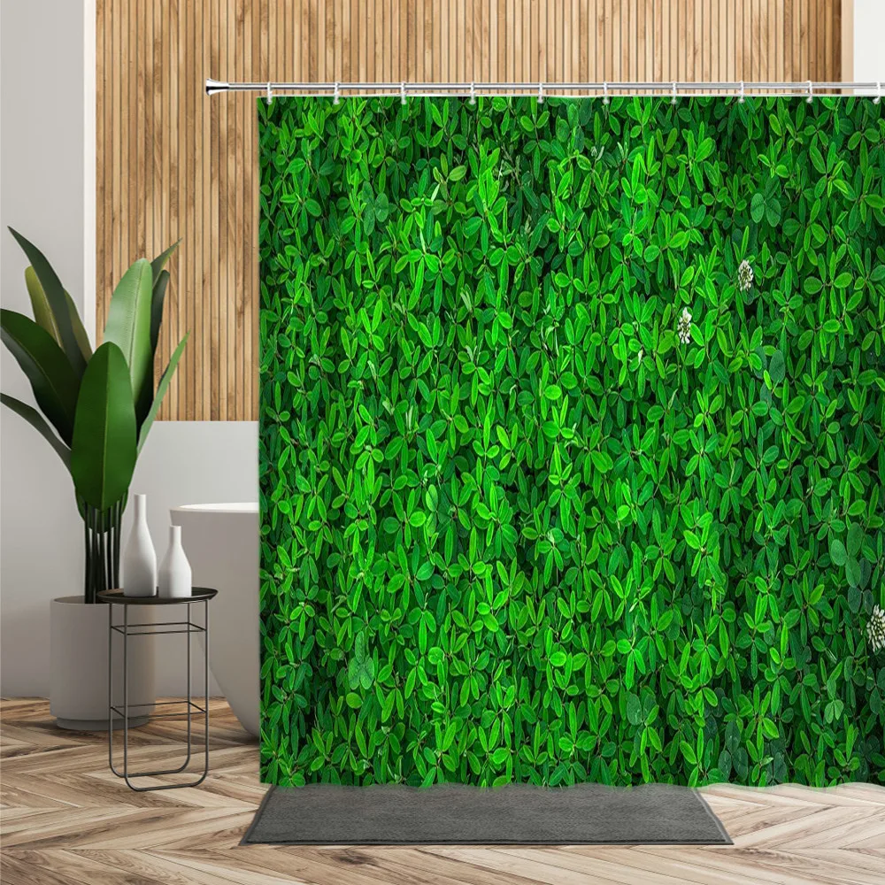 Занавеска для душа с изображением ступенек зеленого леса пейзаж в стиле ретро