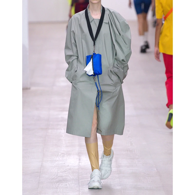 8 27 осень 2020 Новый подиумный Асимметричный темпераментный Тренч Женская