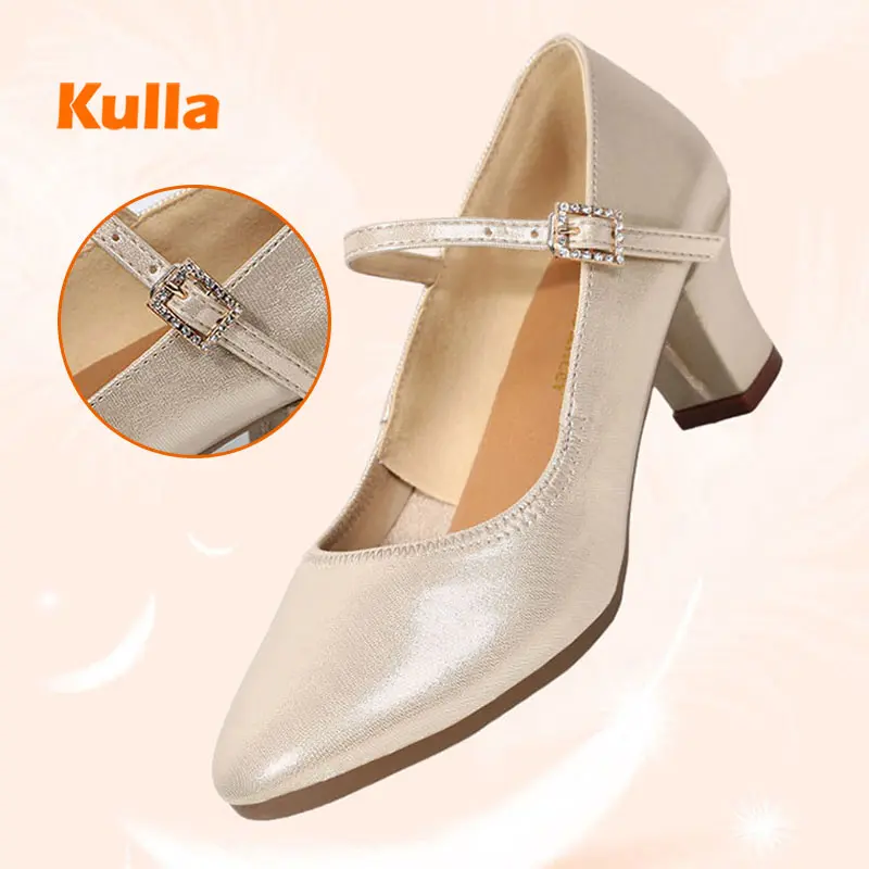 

Bright Sand Leather Woman Dance Shoes Women's Latin Dancing Shoes Soft Sole Practice Red Black 5cm Ballroom Tango Salsa Heels