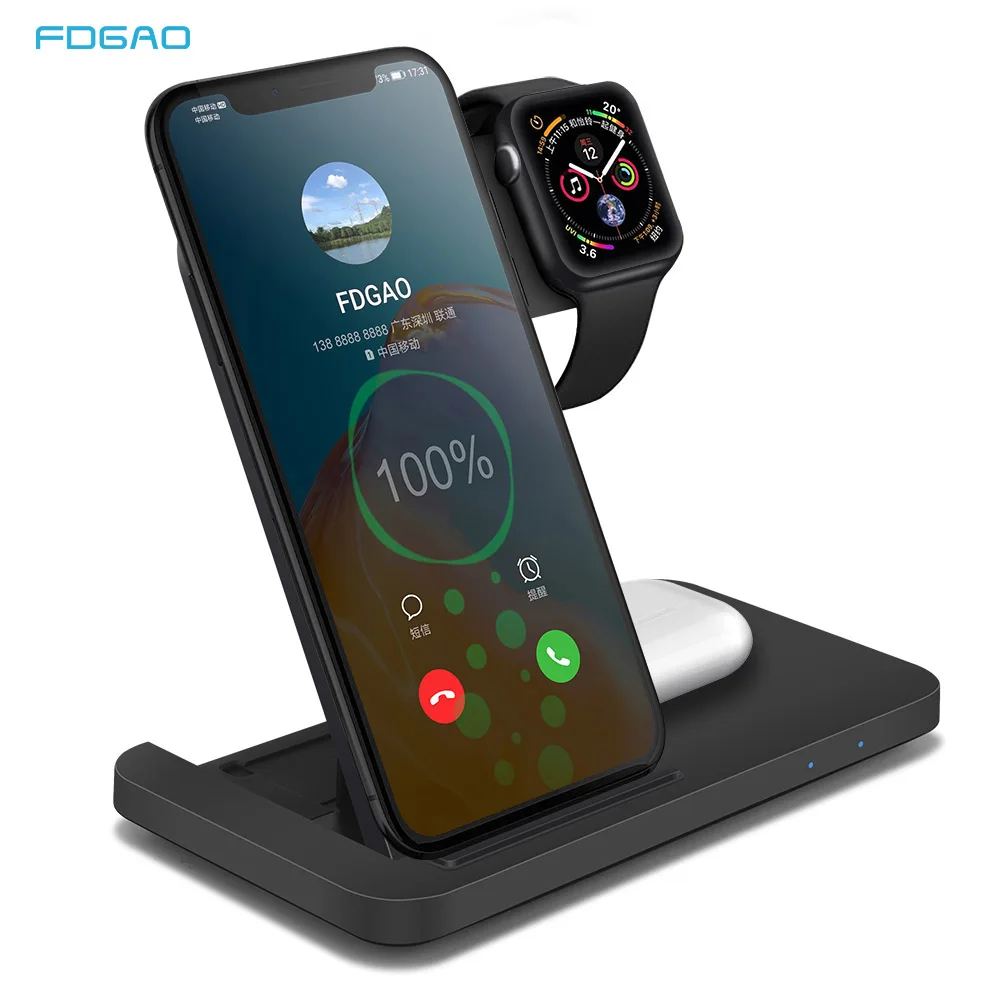 20W Wireless Charger For iPhone 14 13 12 11 XS XR X 8 Samsung S22 S21 3 in 1 Fast Charging Dock for Apple Watch 7 6 Airpods Pro