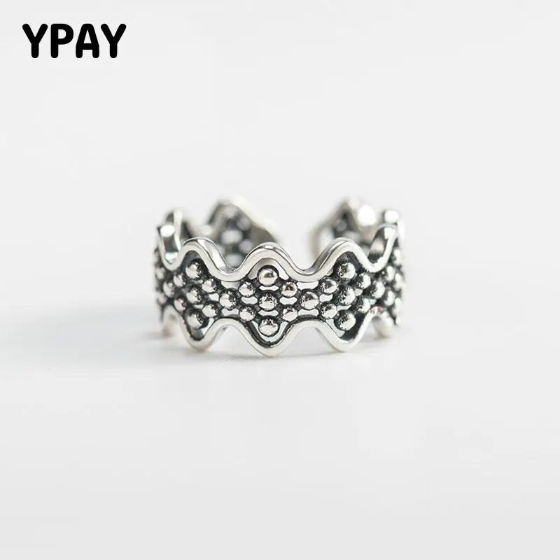 

YPAY Vintage Solid 925 Sterling Silver Rings Women Do the Old Unique Design Open Finger Rings Fine Jewelry 2018 New Hot YMR205